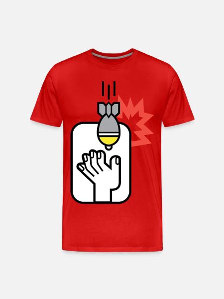 Hand with Bomb Detonator Graphic - Men's Premium Organic T-Shirt - red