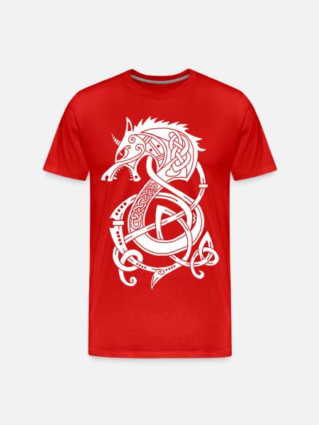 Dragon-loup viking (blanc) - T-shirt bio Premium Homme - rouge