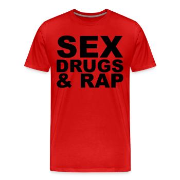 Sex Drugs & Rap - Men's Premium Organic T-Shirt - red - Front - Damien (186cm)