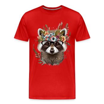 Mignon raton laveur - T-shirt bio Premium Homme - rouge - Devant - Damien (186cm)