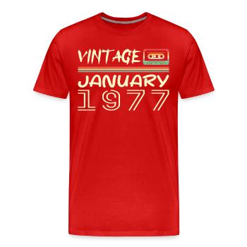 Jahrgang Januar 1977 - Geburtstag Januar 1977 - Männer Premium Bio T-Shirt - Rot - Vorne - Damien (186cm)