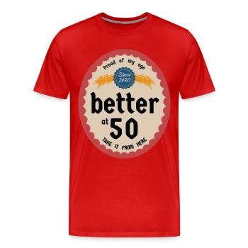 Better at 50 - Men's Premium Organic T-Shirt - red - Front - Damien (186cm)