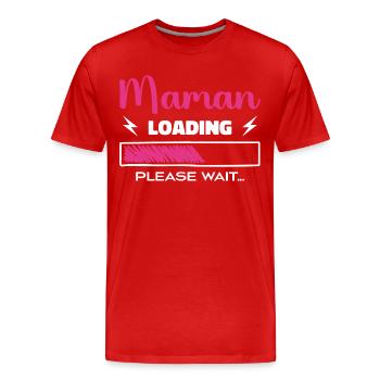 Mama lädt Bitte warten... - Männer Premium Bio T-Shirt - Rot - Vorne - Damien (186cm)