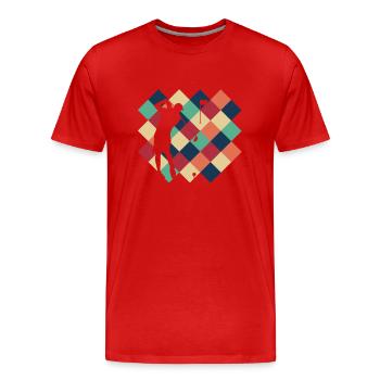 Golf Spieler Golfer Retro Golfball Abschlag - Männer Premium Bio T-Shirt - Rot - Vorne - Damien (186cm)