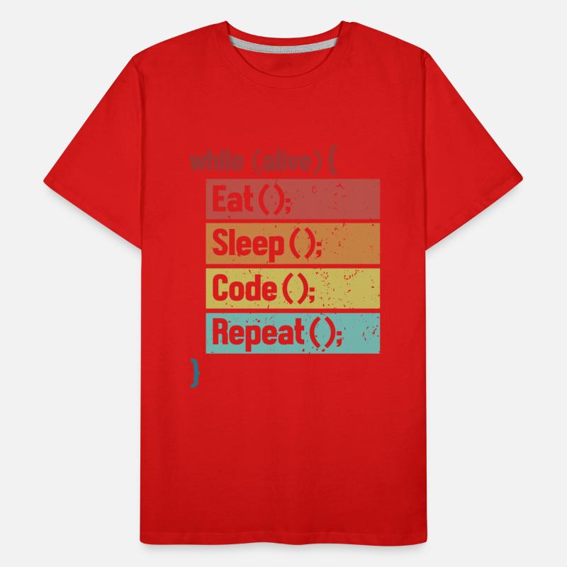 Eat Sleep Code Repeat Softwareingenieur Coder Männer Premium Bio T-Shirt