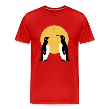 Penguin Couple Emperor Sea Bird King Penguin - Men's Premium Organic T-Shirt - red - Front - Damien (186cm)