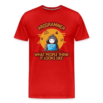 Programmer Looks Like Engineer Full Stack - Men's Premium Organic T-Shirt - red - Front - Damien (186cm)
