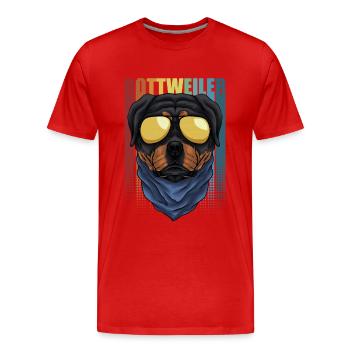 Vierbeiner Wauwau Rüde Hundebesitzer Rottweiler - Männer Premium Bio T-Shirt - Rot - Vorne - Damien (186cm)