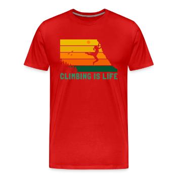 Climbing is Life Outdoor Speed Sport Free Alpine - Men's Premium Organic T-Shirt - red - Front - Damien (186cm)
