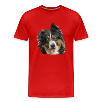 Vierbeiner Wauwau Rüde Australian Shepherd Hund - Männer Premium Bio T-Shirt - Rot - Vorne - Damien (186cm)