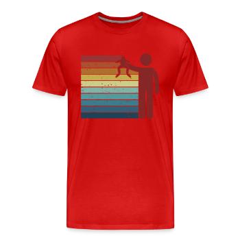 Retro Kröte Kaulquappe Laubfrosch Frosch Fänger - Männer Premium Bio T-Shirt - Rot - Vorne - Damien (186cm)