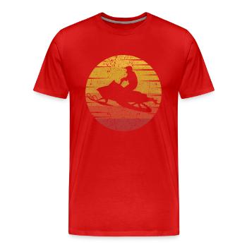 Retro Motorschlitten Schneemotorrad Snowmobile - Männer Premium Bio T-Shirt - Rot - Vorne - Damien (186cm)