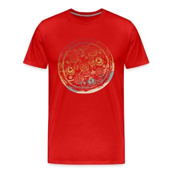 Retro Pizza Plateau Pizza Pizza Four Pizza Lover - T-shirt bio Premium Homme - rouge - Devant - Damien (186cm)