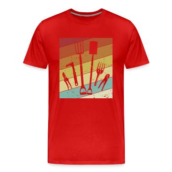 Retro allotment garden horticulture allotment garden - Men's Premium Organic T-Shirt - red - Front - Damien (186cm)