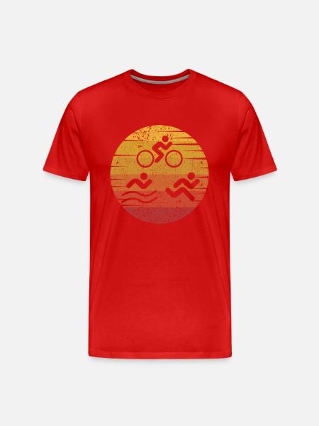 Retro Training Triathlonrad Triathlet Profi - Männer Premium Bio T-Shirt - Rot