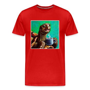 Peinture à l’huile Happy Turtle Turtle - T-shirt bio Premium Homme - rouge - Devant - Damien (186cm)