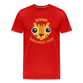Attention Tiger Big Cat Wildcat - T-shirt bio Premium Homme - rouge - Devant - Damien (186cm)