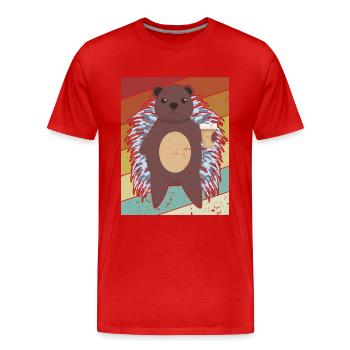 Retro Hystricidae Stacheltier Nordamerika - Männer Premium Bio T-Shirt - Rot - Vorne - Damien (186cm)
