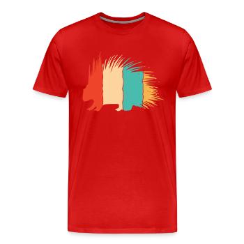 Retro Hystricidae Stacheltier Nordamerika - Männer Premium Bio T-Shirt - Rot - Vorne - Damien (186cm)