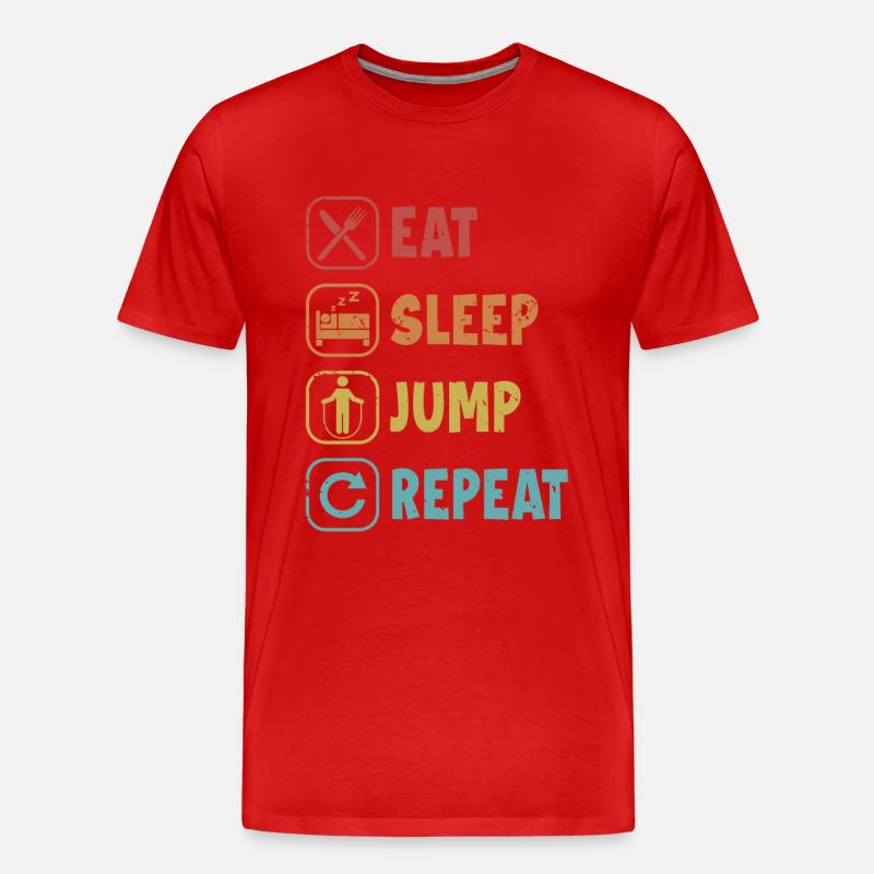 Essen, Schlafen, Springen, Springen, Spring - Männer Premium Bio T-Shirt - Rot