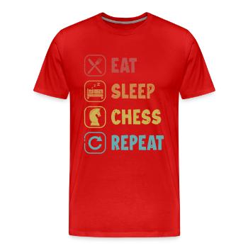 Eat Sleep Chess Repeat Player Grandmaster Queen - Men's Premium Organic T-Shirt - red - Front - Damien (186cm)
