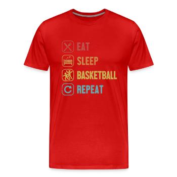 Eat Sleep Basketball Repeat Basketballer - Männer Premium Bio T-Shirt - Rot - Vorne - Damien (186cm)