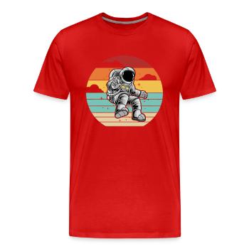 Cosmonaute Rétro Vaisseau Spatial Taikonaut Spaceman - T-shirt bio Premium Homme - rouge - Devant - Damien (186cm)