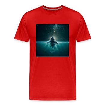 Taikonaut, Cosmonaut, Spaceship, Spaceman - Men's Premium Organic T-Shirt - red - Front - Damien (186cm)