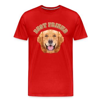 Best Friend Rüde Vierbeiner Wauwau Golden - Männer Premium Bio T-Shirt - Rot - Vorne - Damien (186cm)