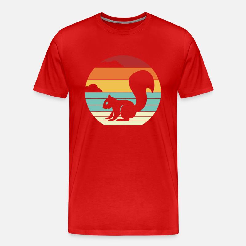 Retro Grauhörnchen Squirrel Fuchshörnchen - Männer Premium Bio T-Shirt - Rot