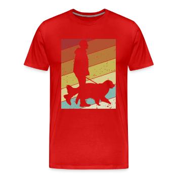 Retro Rüde Vierbeiner Wauwau Hundebesitzer Hund - Männer Premium Bio T-Shirt - Rot - Vorne - Damien (186cm)