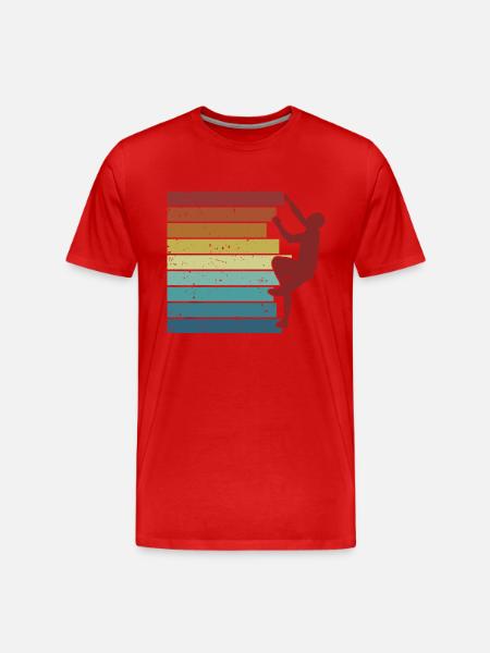 Retro Bouldern Speedklettern Sportklettern - Männer Premium Bio T-Shirt - Rot