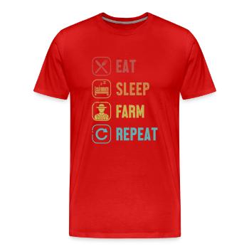 Eat Sleep Farm Repeat Organic Farmer Farmer - Men's Premium Organic T-Shirt - red - Front - Damien (186cm)