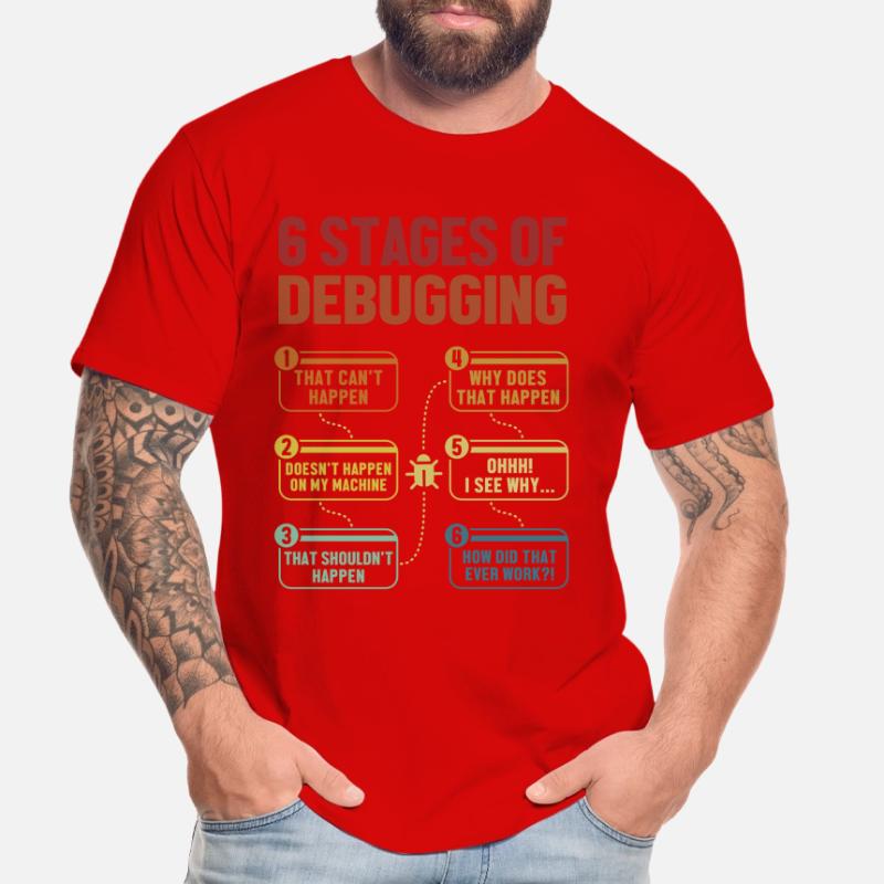 6 étapes du débogage Software Engineer Coder T-shirt bio Premium Homme