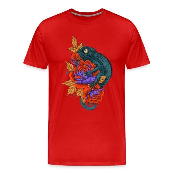Panthère Voilée Chamaeleonidae Amant Caméléon - T-shirt bio Premium Homme - rouge - Devant - Damien (186cm)