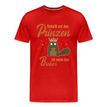 Ich nehm den Bieber North American Eurasian Beaver - Männer Premium Bio T-Shirt - Rot - Vorne - Damien (186cm)