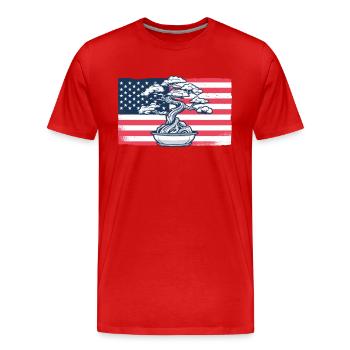 Bonsai American Flag Indoor Bonsai Bonsai Pots - Men's Premium Organic T-Shirt - red - Front - Damien (186cm)