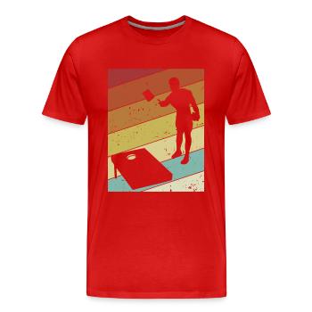 Plateaux de jeu rétro Pouf Cornhole professionnel - T-shirt bio Premium Homme - rouge - Devant - Damien (186cm)