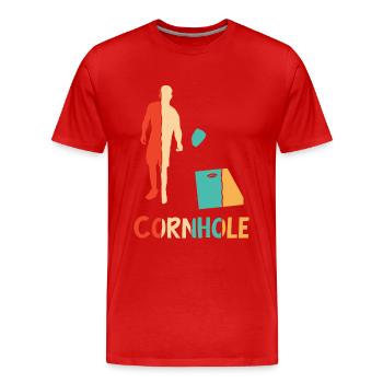 Plateaux de jeu rétro Pouf Cornhole professionnel - T-shirt bio Premium Homme - rouge - Devant - Damien (186cm)