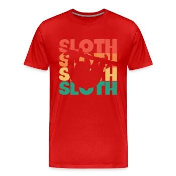 Faultier Retro Text Braunkehlige Pilosa Folivora - Männer Premium Bio T-Shirt - Rot - Vorne - Damien (186cm)