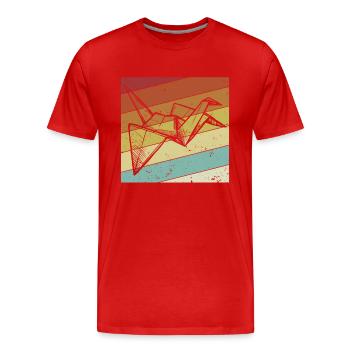 Retro Falten Eule Papier Kranich Meister Origami - Männer Premium Bio T-Shirt - Rot - Vorne - Damien (186cm)