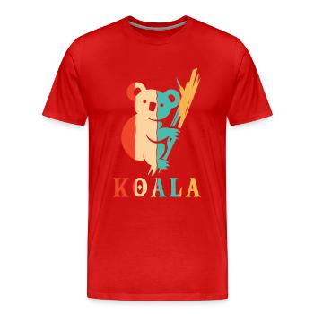 Retro Koalabear Phascolarctos Cinereus Eucalyptus - Men's Premium Organic T-Shirt - red - Front - Damien (186cm)