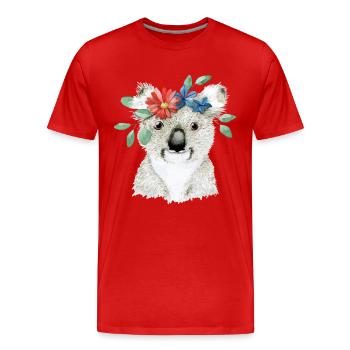 Koalabear Phascolarctos Cinereus Eucalyptus Lover - Men's Premium Organic T-Shirt - red - Front - Damien (186cm)
