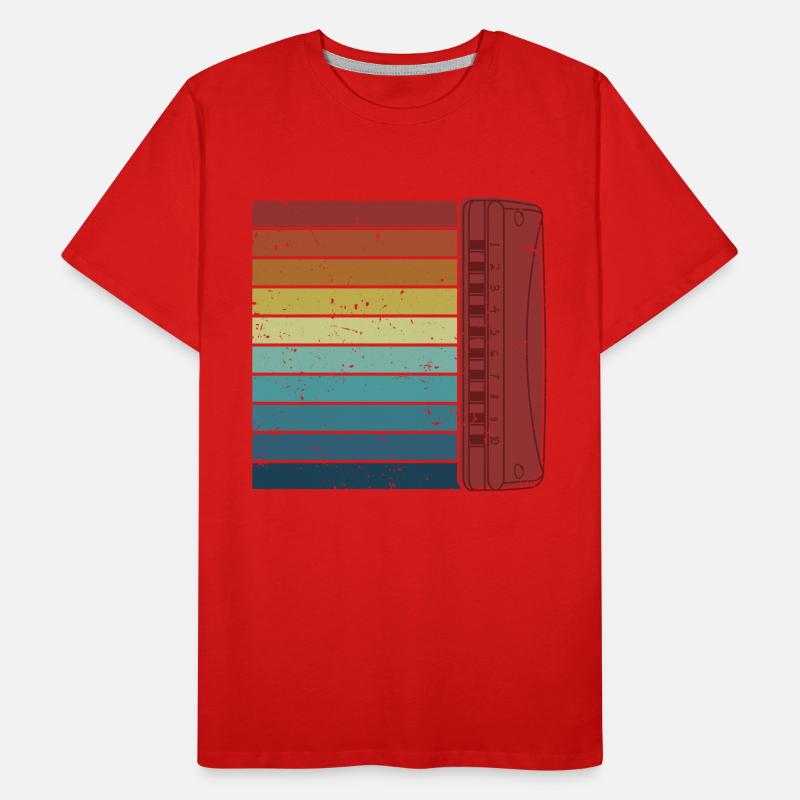 Harmoniciste rétro Harpe à bouche Harmonica harmonica T-shirt bio Premium Homme
