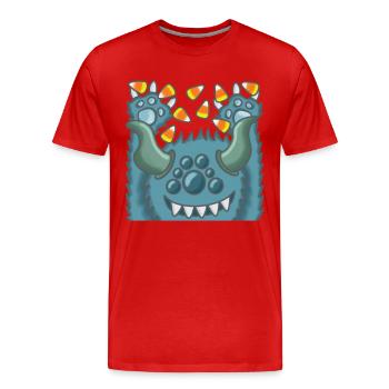 cheerful fluffy monster - Men's Premium Organic T-Shirt - red - Front - Damien (186cm)