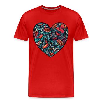 Herz - Männer Premium Bio T-Shirt - Rot - Vorne - Damien (186cm)