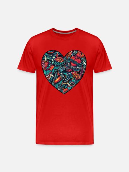 Herz - Männer Premium Bio T-Shirt - Rot