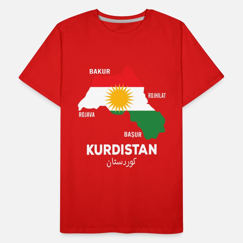 Kurdistan Flag Bakur Bashur Rojava Rojhlt Newroz Men's Premium Organic T-Shirt