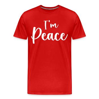 Ich komme in Frieden Ich bin Frieden Lustiges Paar - Männer Premium Bio T-Shirt - Rot - Vorne - Damien (186cm)