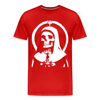 Enchantingly Dark Gothic Nun, Satanic, and Occult - Men's Premium Organic T-Shirt - red - Front - Damien (186cm)